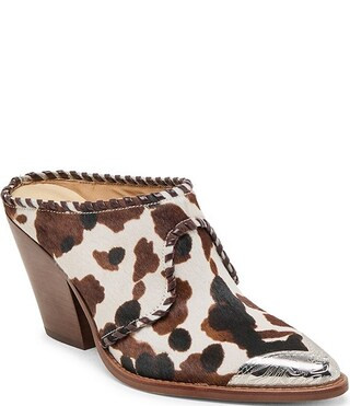 Jolyn Cow Print Calf Hair Western Mule Shootie Mules | Dillard's