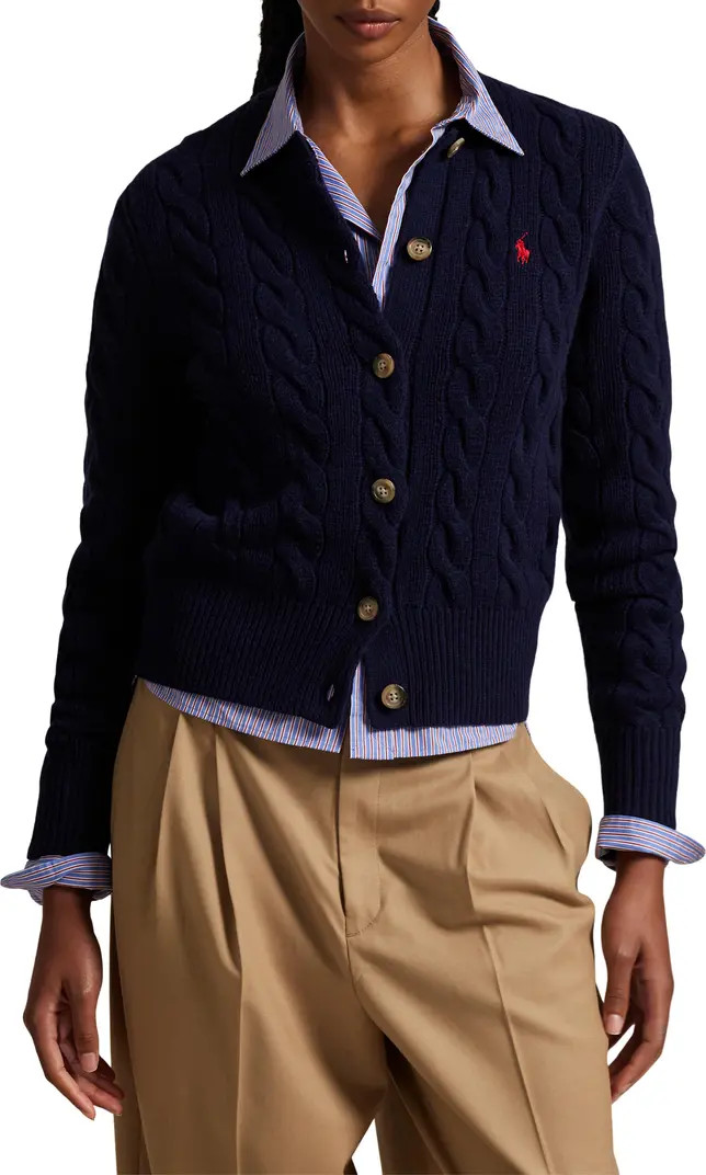 Polo Ralph Lauren Cable Knit Wool & Cashmere Cardigan | Nordstrom | Nordstrom