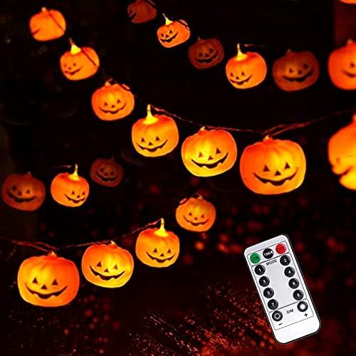 Halloween String Lights, LED Pumpkin Lights - 3D Waterproof Orange Jack-O-Lantern 20 LED Battery ... | Amazon (US)