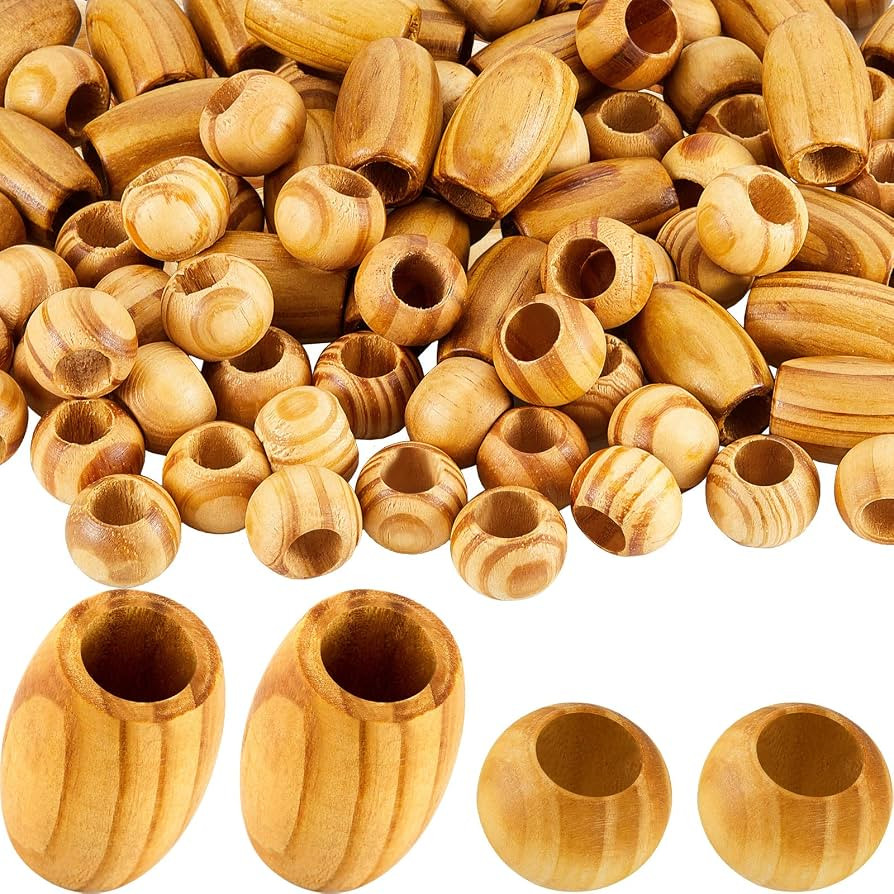 WILLBOND 130 Pcs Macrame Wooden Beads 10mm Hole,Fresh Color, Classic | Amazon (US)