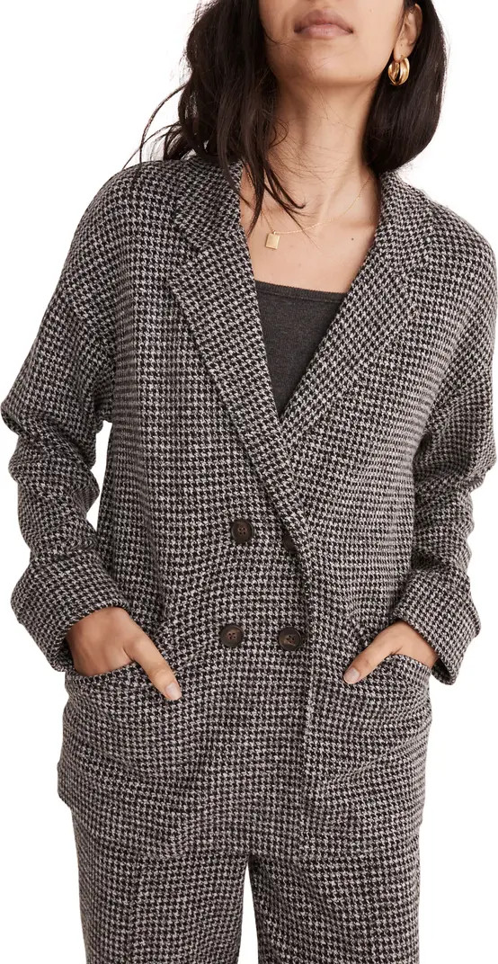 Madewell Brushed Knit Redford Blazer in Houndstooth Check | Nordstrom | Nordstrom