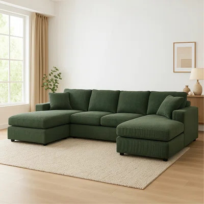 3 - Piece Corduroy Double-Chaise Sectional | Wayfair North America