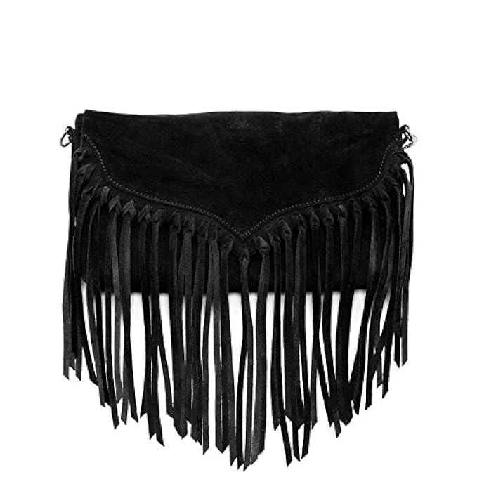 SUSU The Lillian Suede Leather Fringe Crossbody Bag Suede Handbags | Amazon (US)