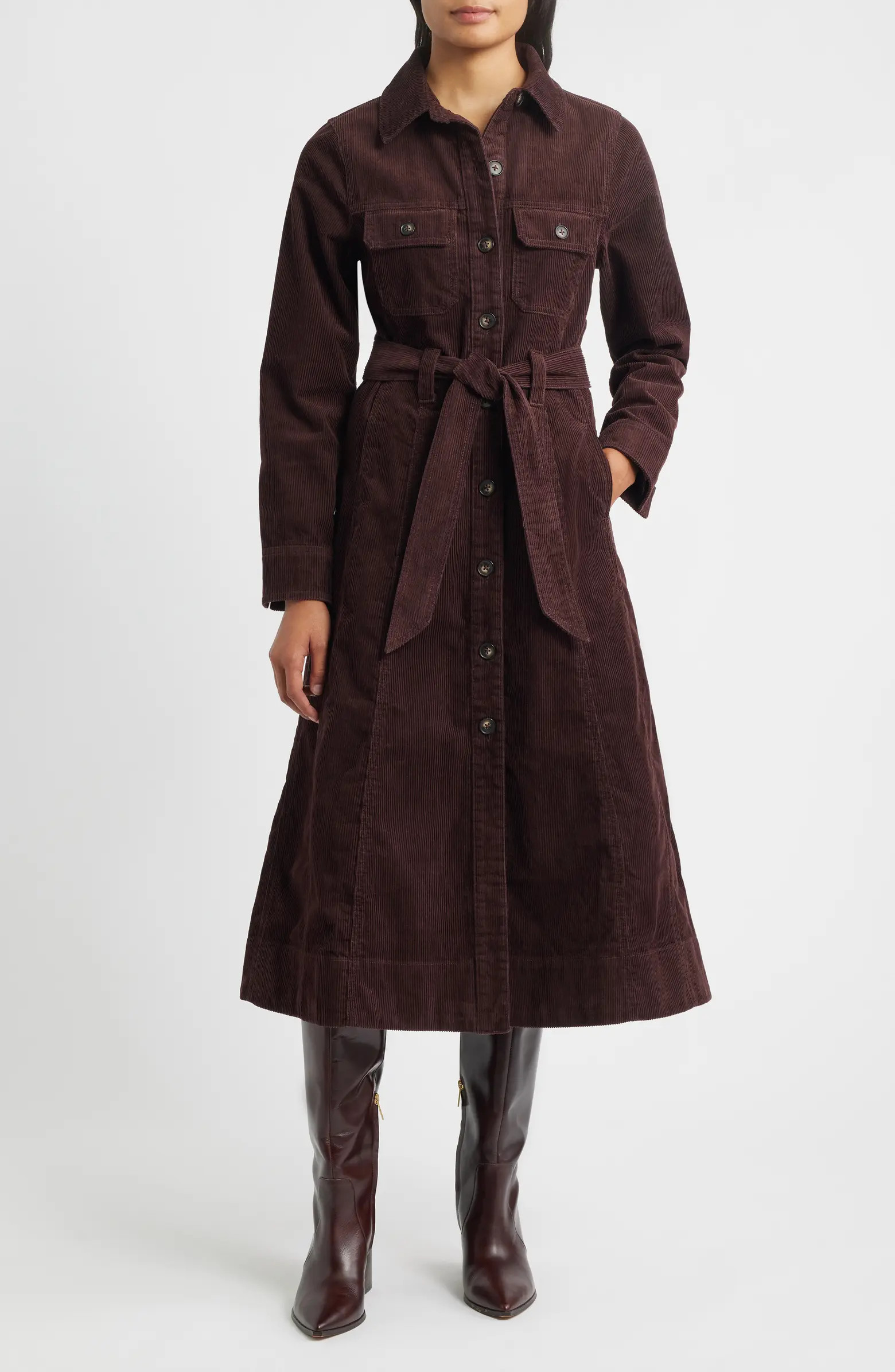 Long Sleeve Corduroy Shirtdress | Nordstrom