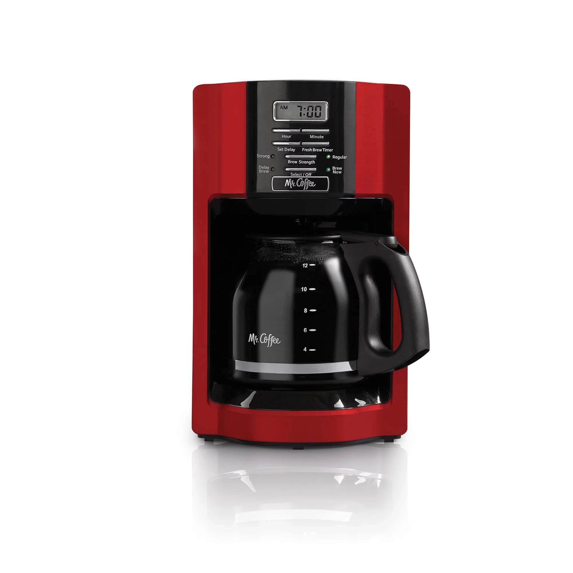 Mr. Coffee 12 Cup Programmable Coffee Maker, Rapid Brew, Red - Walmart.com | Walmart (US)