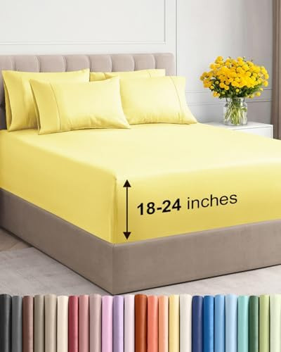 Extra Deep Queen Sheet Set - 6 Piece Breathable and Cooling Sheets - Hotel Luxury Bedding for Wom... | Amazon (US)