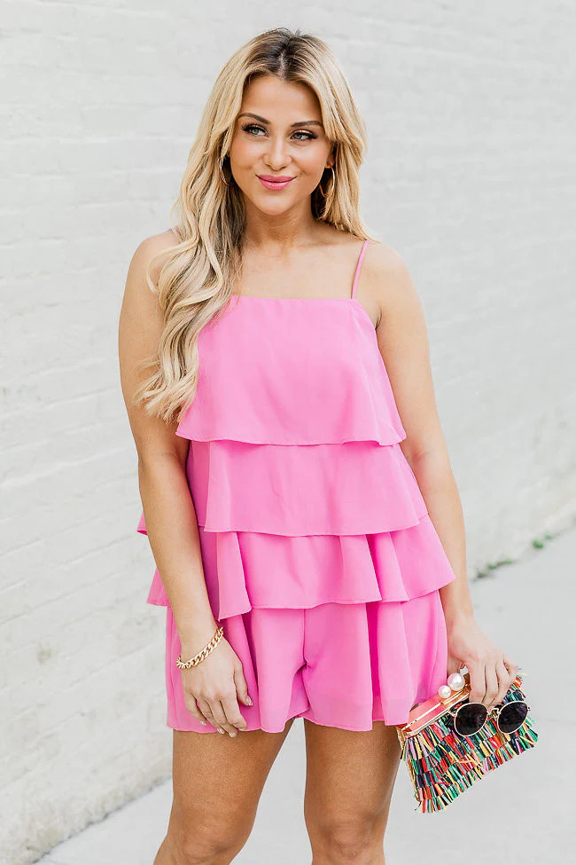 Don't Let Me Go Pink Ruffle Romper | Pink Lily