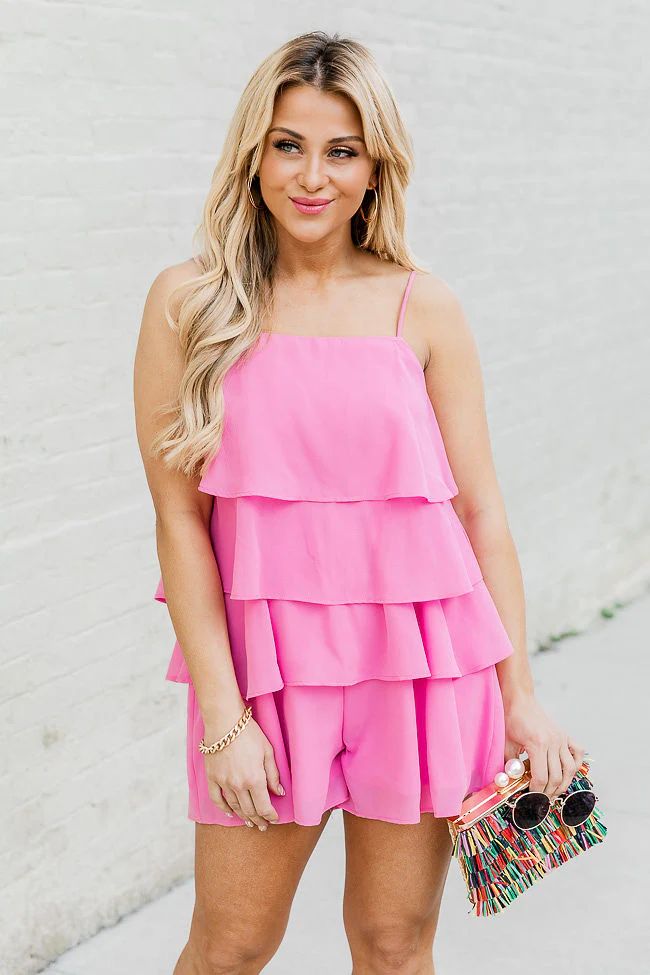Don't Let Me Go Pink Ruffle Romper | Pink Lily