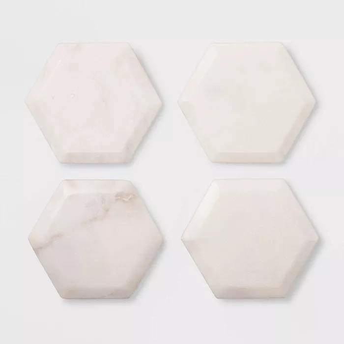 4pk Marble Hexagonal Coasters Natural - Threshold™ | Target