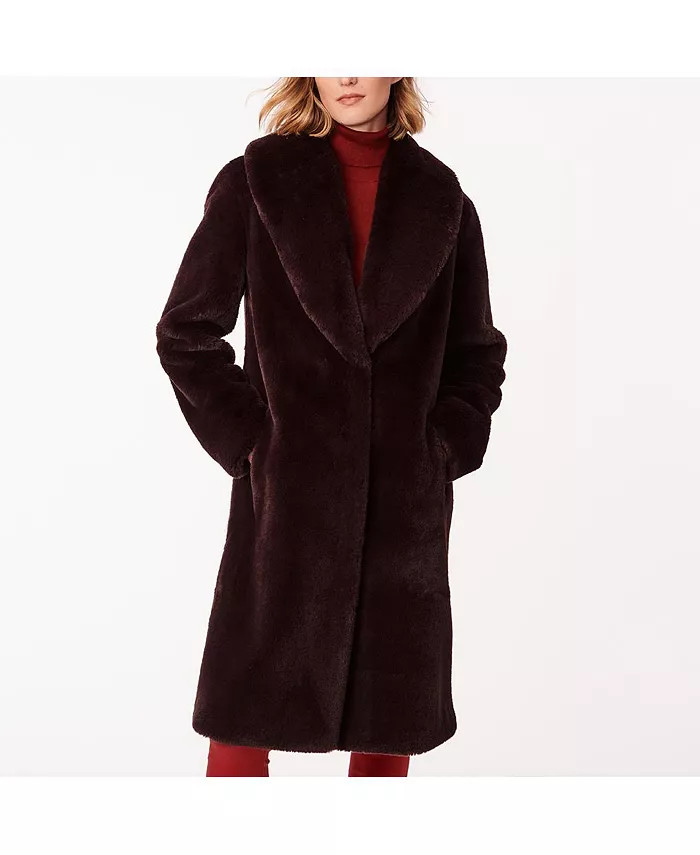 Bernardo Women's Shawl Collar faux fur Coat - Macy's | Macy's