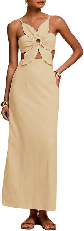 SHENHE Women's Petal Backless Maxi Dress Cut Out Cocktail Dresses | Amazon (US)