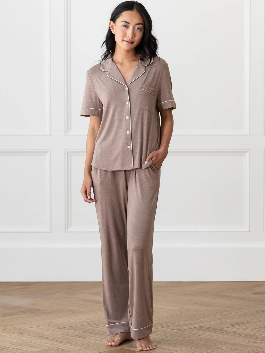 Women's Stretch-Knit  Short Sleeve & Pant Bamboo Pajama Set | Cozy Earth