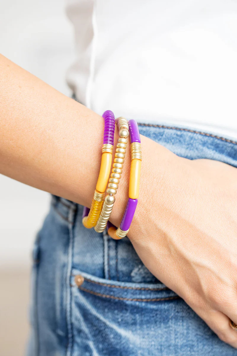 Ashley Bracelet Set- Yellow/Purple | Avara