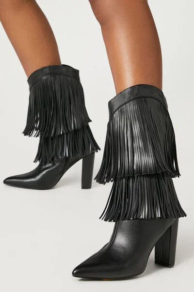 Fringe Block Heel Boots | Forever 21 (US)