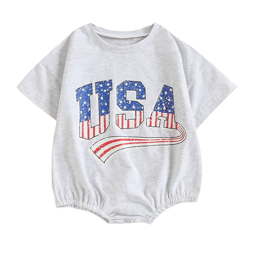 Twopumpkin 4th of July Baby Boy Girl Outfit Newborn Toddler Bubble Romper Retro Fourth Of July Cl... | Amazon (US)
