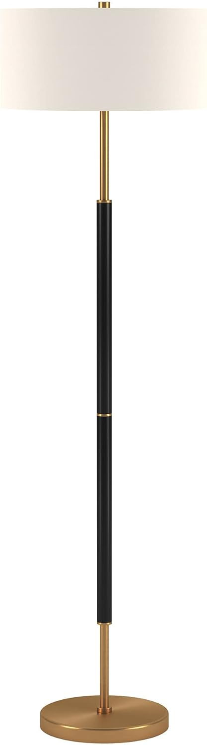 Henn&Hart 2-Light Floor Lamp with Fabric Shade in Matte Black/Brass/White, Floor Lamp for Home Of... | Amazon (US)