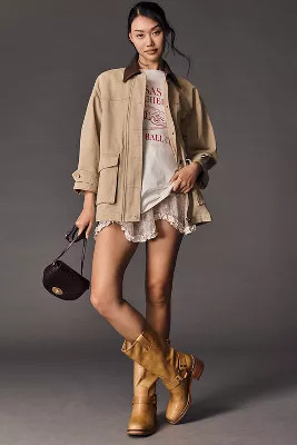 Pilcro Faux-Leather Collar Barn Jacket | Anthropologie (UK)