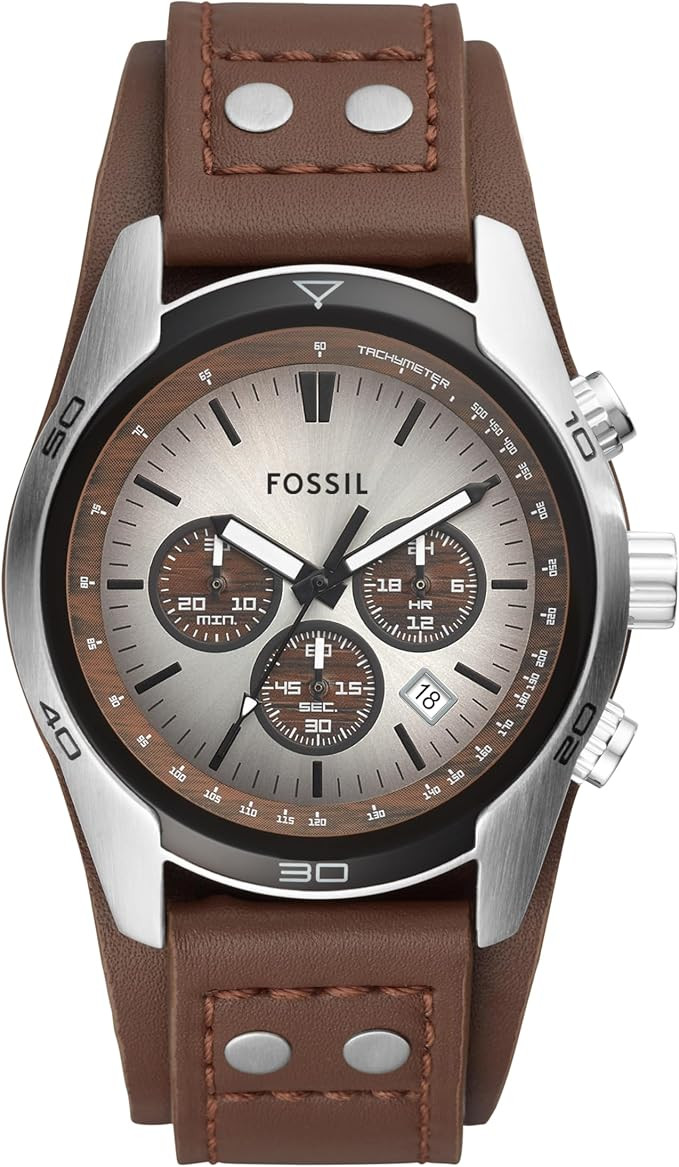 Fossil Men's Coachman Quartz Stainless Steel and Leather Chronograph Watch | Amazon (US)