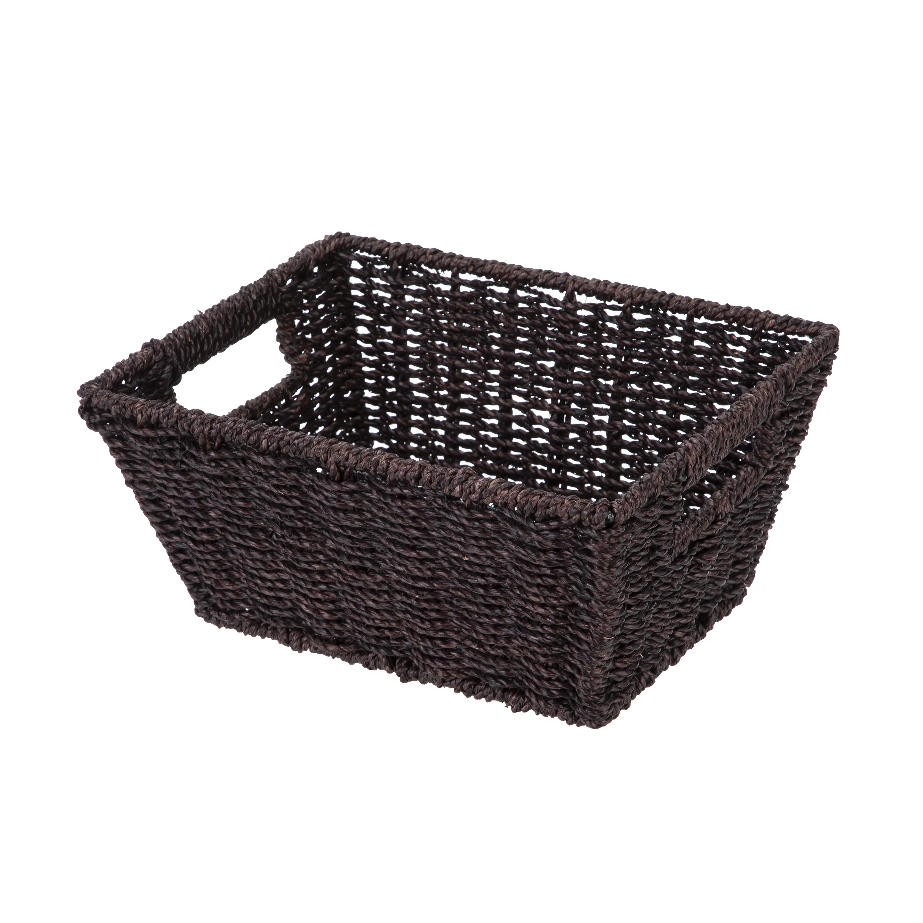 Homezone Espresso Handwoven Seagrass Basket, Rectangle - Walmart.com | Walmart (US)