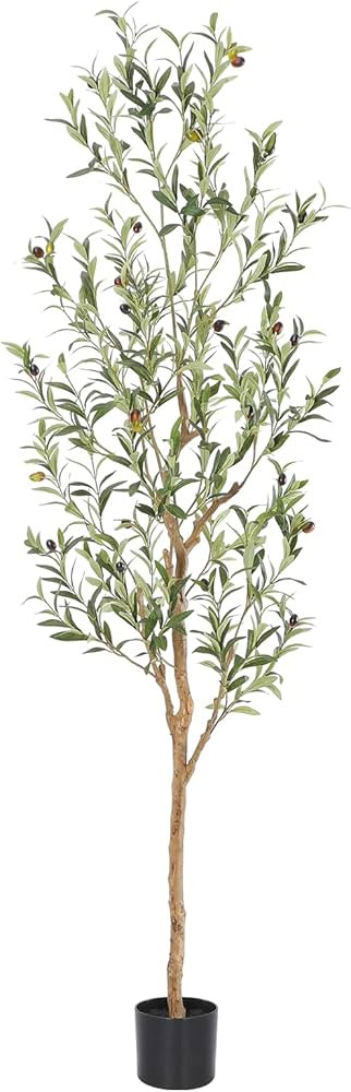 Faux Olive Tree 6ft，Olive Trees Artificial Indoor with Natural Wood Trunk and Realistic Leaves ... | Amazon (US)