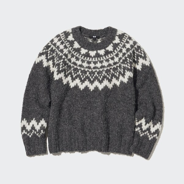 Crew Neck Long-Sleeve Sweater (Fair Isle) | UNIQLO (US)