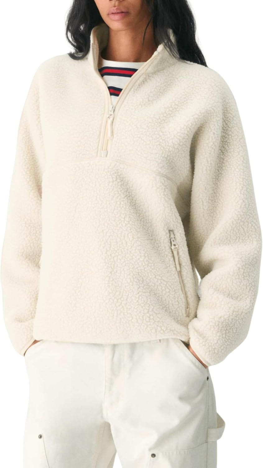 Aimiray Women’s Quarter Zip Fleece Pullover Fuzzy Sherpa Jacket | Amazon (US)