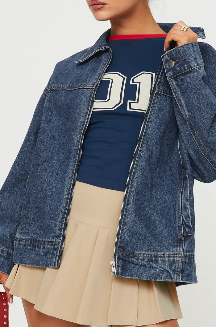 Princess Polly Goldsmith Denim Bomber Jacket | Nordstrom | Nordstrom