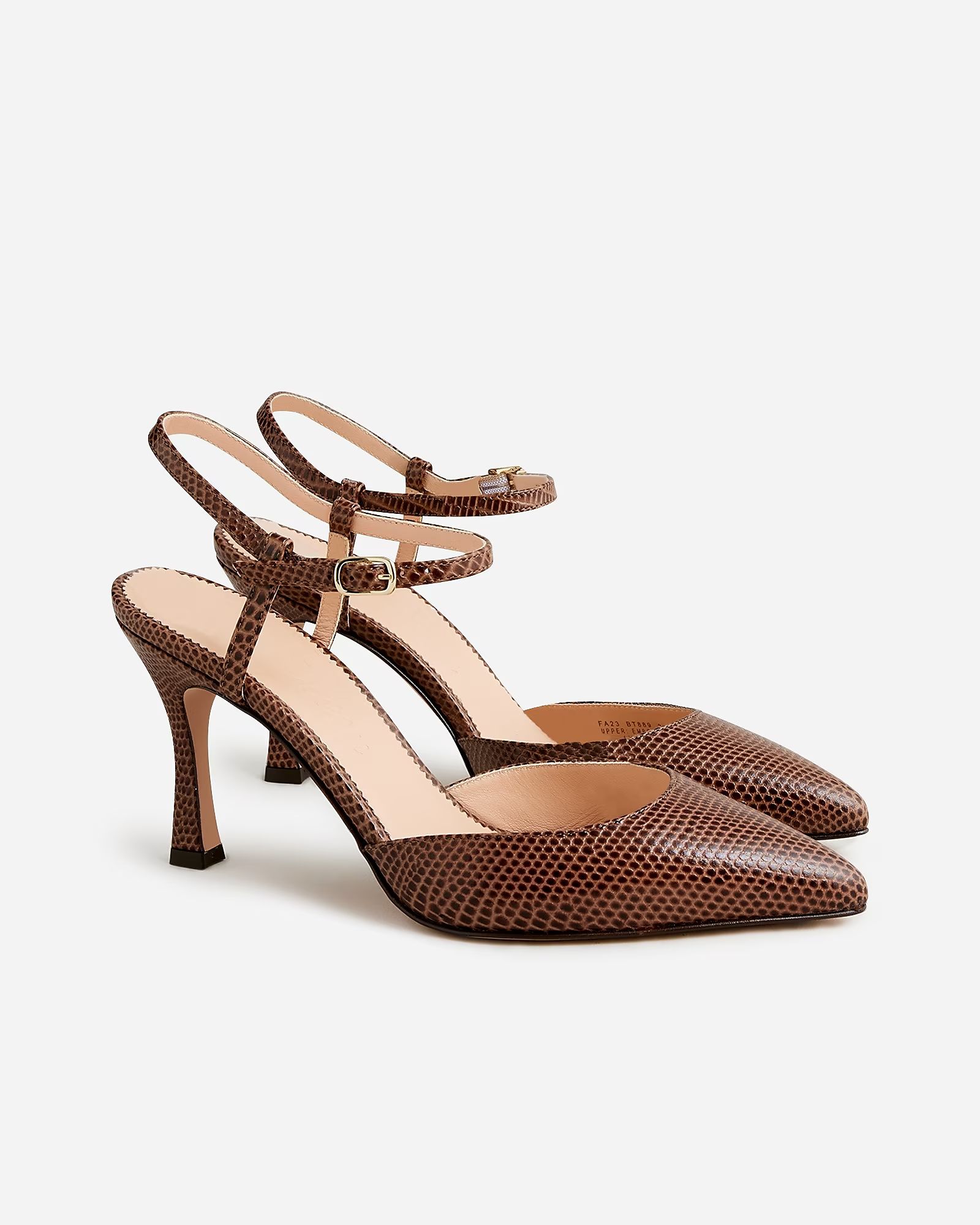 Elsie Made-in-Italy lizard-embossed leather heels | J.Crew US