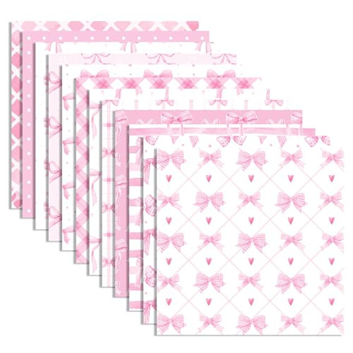 24 Sheets Pink Bow Pattern Paper 12" x 12" Pink Bow Scrapbook Paper Pad Double-Sided Bow Theme Patterned Decorative Craft Papers Folded Flat for DIY Background Card Making Scrapbooking | Amazon (US)