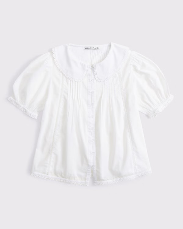 Collared Button-Through Puff Sleeve Top | Abercrombie & Fitch (US)