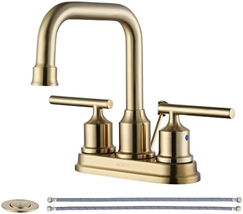 WOWOW Brushed Gold Bathroom Faucet 4 inch Bathroom Sink Faucet 3 Hole RV Bathroom Faucets for Sink 2 | Amazon (US)