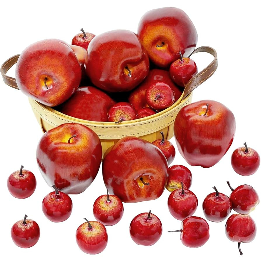 BigOtters 30PCS Fake Apples, Fall Decor Lifelike Fake Fruits Red Artificial Apples Simulation for... | Amazon (US)