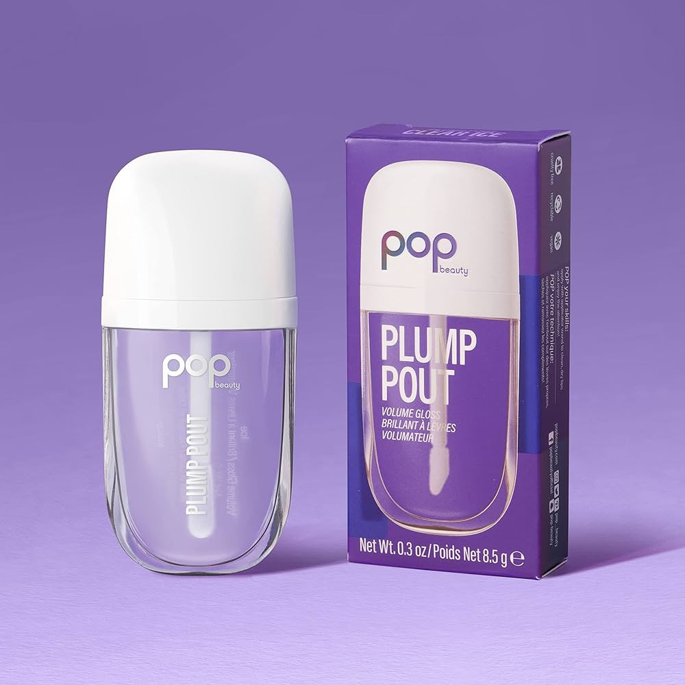 POP Beauty Plump Pout Clear Ice | Plumping Lip Oil, Hydrating Lip Gloss, Long Lasting Nourishing ... | Amazon (US)
