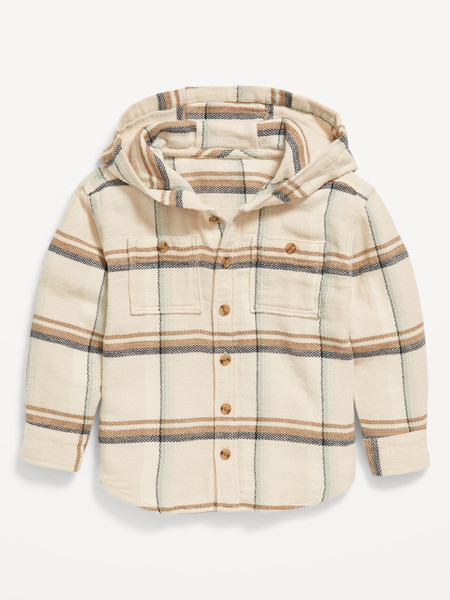 Long-Sleeve Hooded Flannel Shirt for Toddler Boys | Old Navy (US)