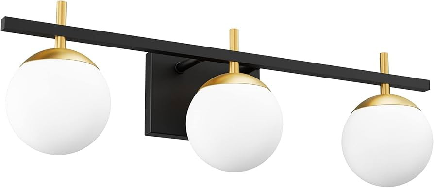 Ralbay Mid Century Modern Bathroom Vanity Lights 3-Light Milky Glass Modern Bathroom Vanity Light... | Amazon (US)