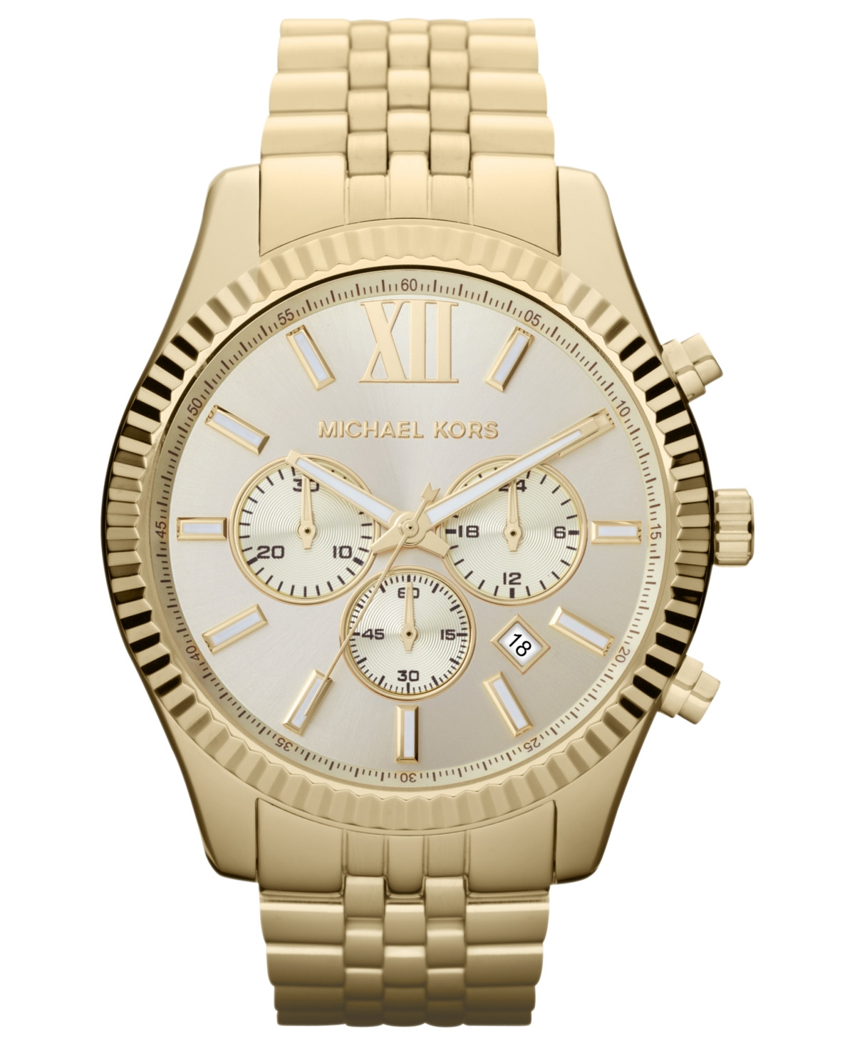 Michael Kors Men's Chronograph Lexington Gold-Tone Stainless Steel Bracelet Watch 45mm MK8281 - Gold/Champagne | Macy's