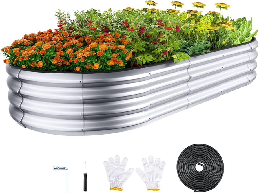 Raised Garden Bed Kit, 6x3x1 ft Galvanized Planter Box Outdoor with Safety Edging, Large Metal Ra... | Amazon (US)