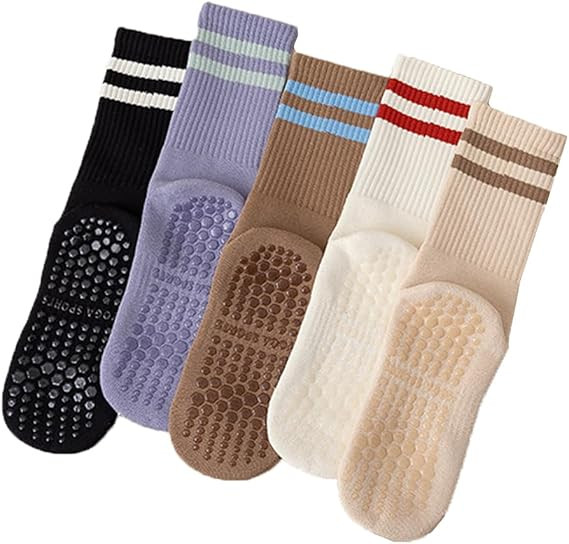 5 Pairs Yoga Socks Women's Medium Warm and shock-absorbing floor Socks Cotton Fitness Dance pilat... | Amazon (US)
