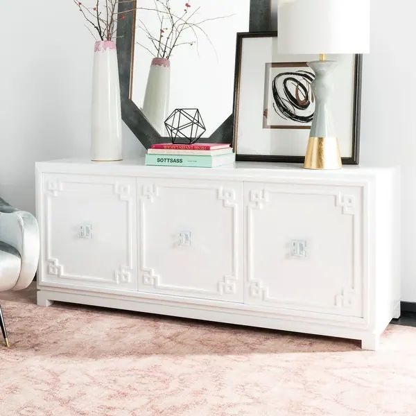 SAFAVIEH Couture Arcelia 3-Door White Lacquer Wooden Sideboard - 63 in w x 20 in d x 26.4 in h - ... | Bed Bath & Beyond