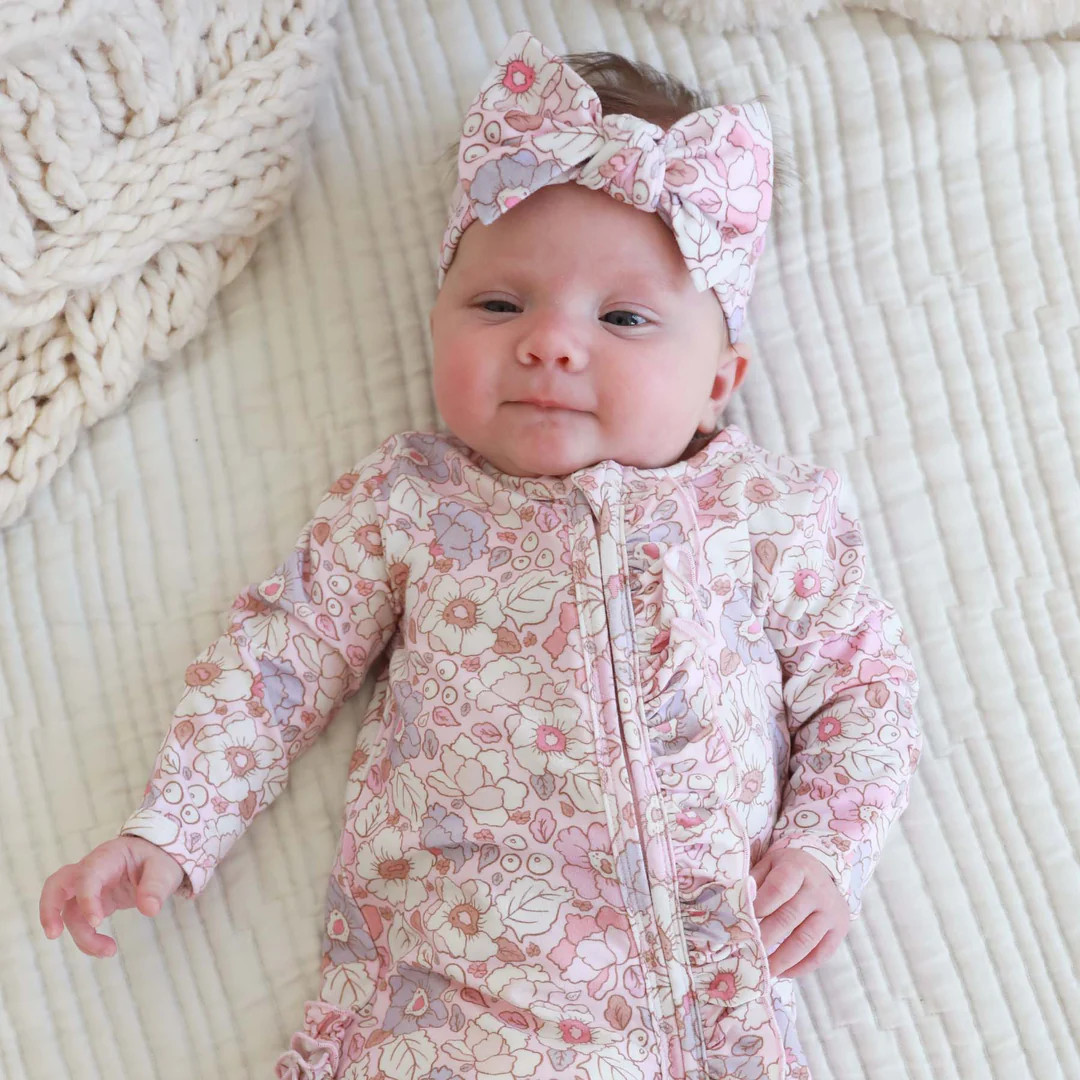 Penelope's Poppies Ruffle Zipper Footie | Caden Lane