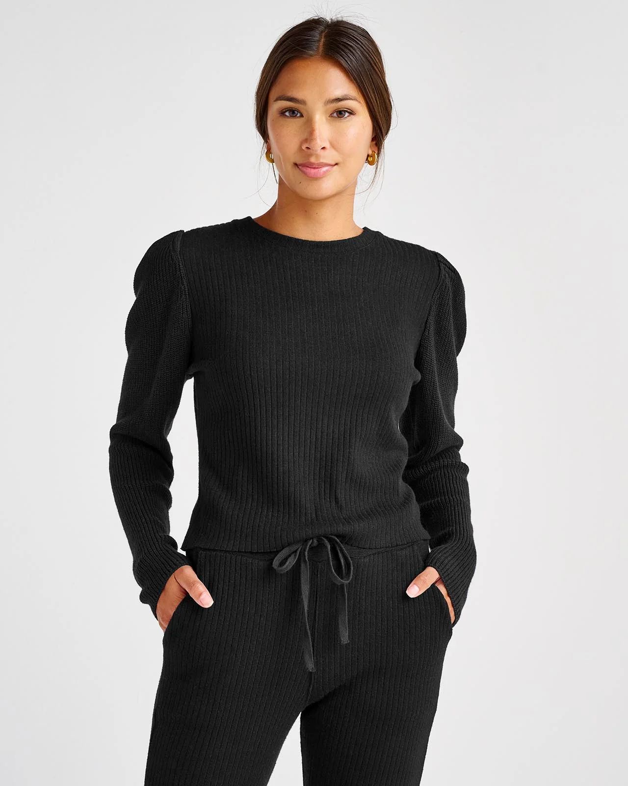 London Rib Puff Sleeve Top | Splendid | Splendid