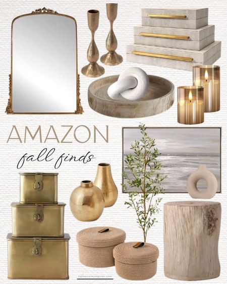 Shop Amazon Fall decor! Coffee Table decor, wood tray, decorative storage boxes, Anthropologie mirror look for less, wall art, faux Olive Tree, brass candlesticks and more! 

#LTKunder50 #LTKsalealert #LTKhome