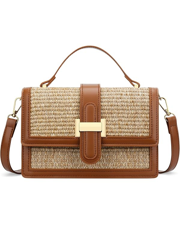 KKXIU Top Handle Straw Crossbody Bags for Women, Summer Straw Purses and Handbags Shoulder Clutch... | Amazon (US)