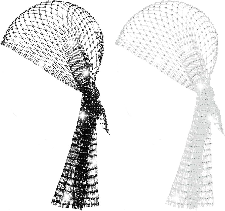 2 Pcs Rhinestone Head Scarf Glitter Durag Headpiece 1920s Disco Party Favor Diamond Mesh Crystal ... | Amazon (US)