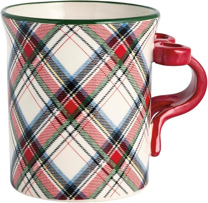 Mud Pie Christmas Bow Tartan Figural Handle Mug | Amazon (US)