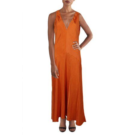 Frame Womens Savannah Double V Sleeveless Maxi Dress Orange L | Walmart (US)