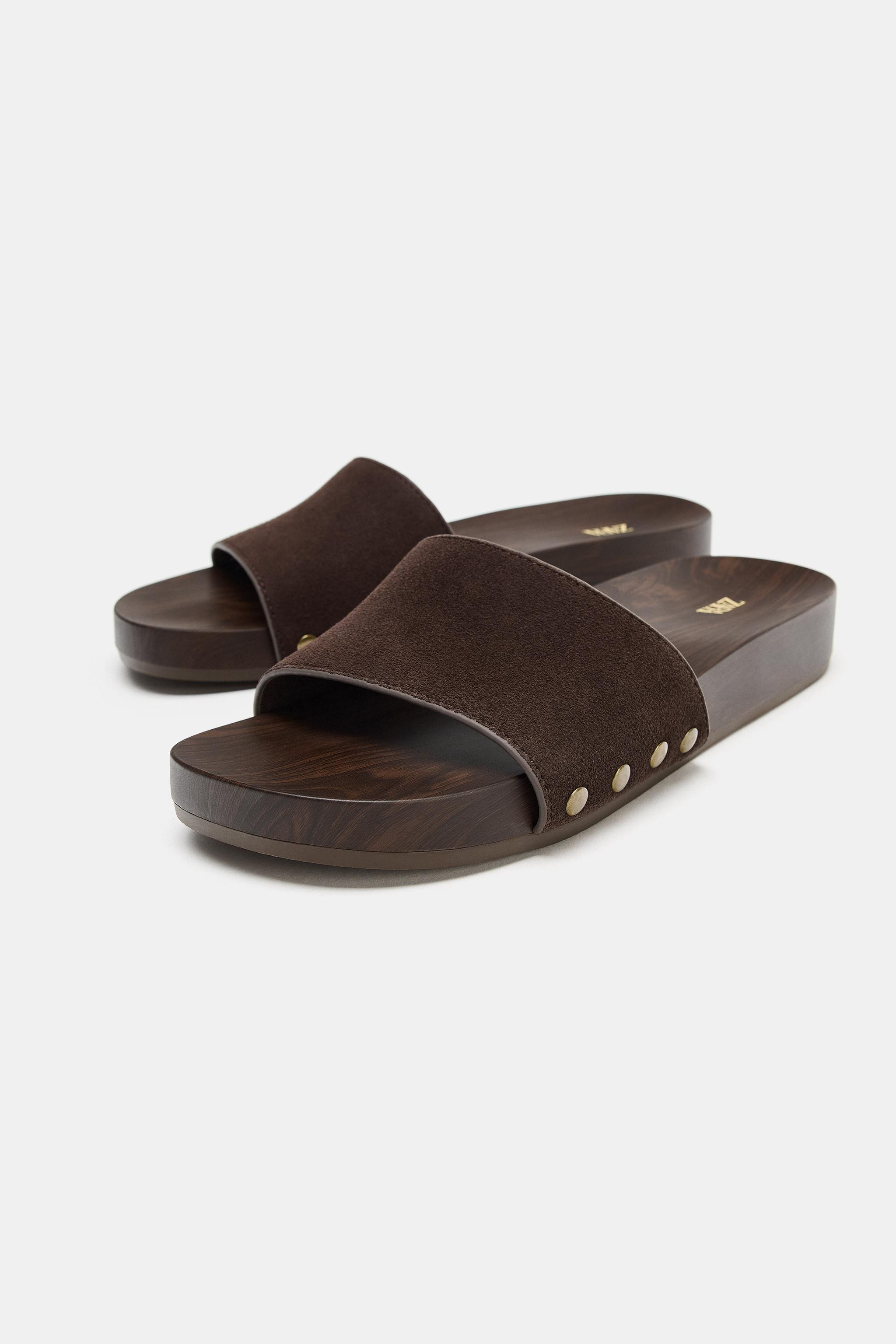 FLAT LEATHER SANDALS | Zara US