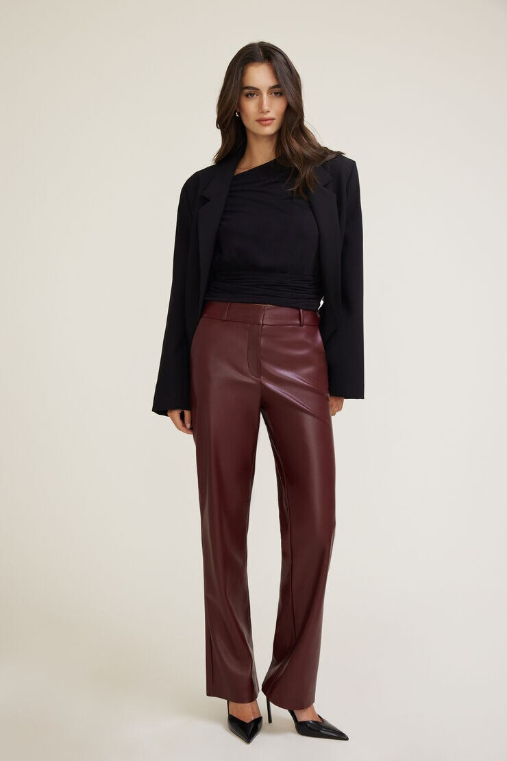 Camelia Straight Leg Faux Leather Pants | Dynamite Clothing
