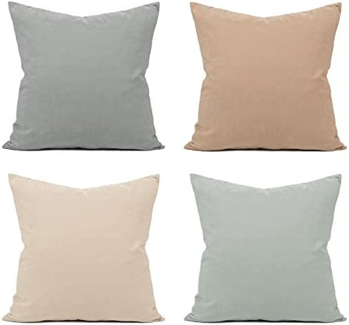 WEMEON Neutral Pillow Covers 18x18in Set of 4,Solid Color Pillows Soft Decorative Square Couch Pi... | Amazon (US)