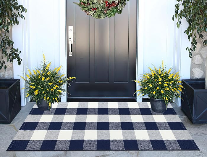 Blue and White Outdoor Rug 24''x 51''4th of July Door Mat Front Porch Rug Independence Day Welcom... | Amazon (US)